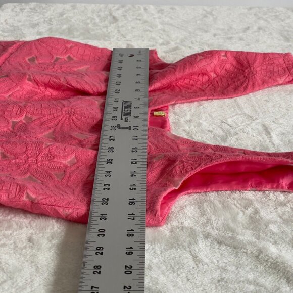 Trina Turk Womens Floral Lace Sleeveless Pleated Dress Size 10 Pink Zip Back - Picture 8 of 11